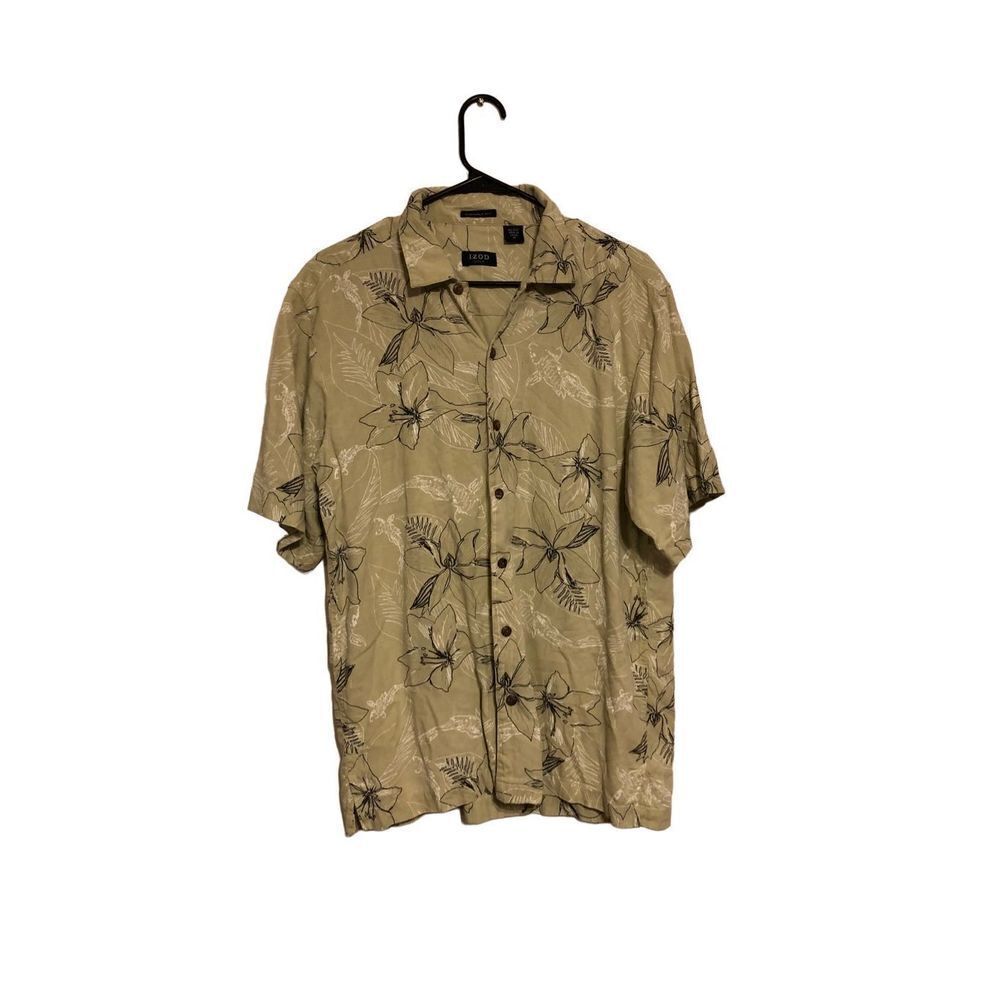 Izod Golf 100% Silk Washable Medium (M) Floral Button Down